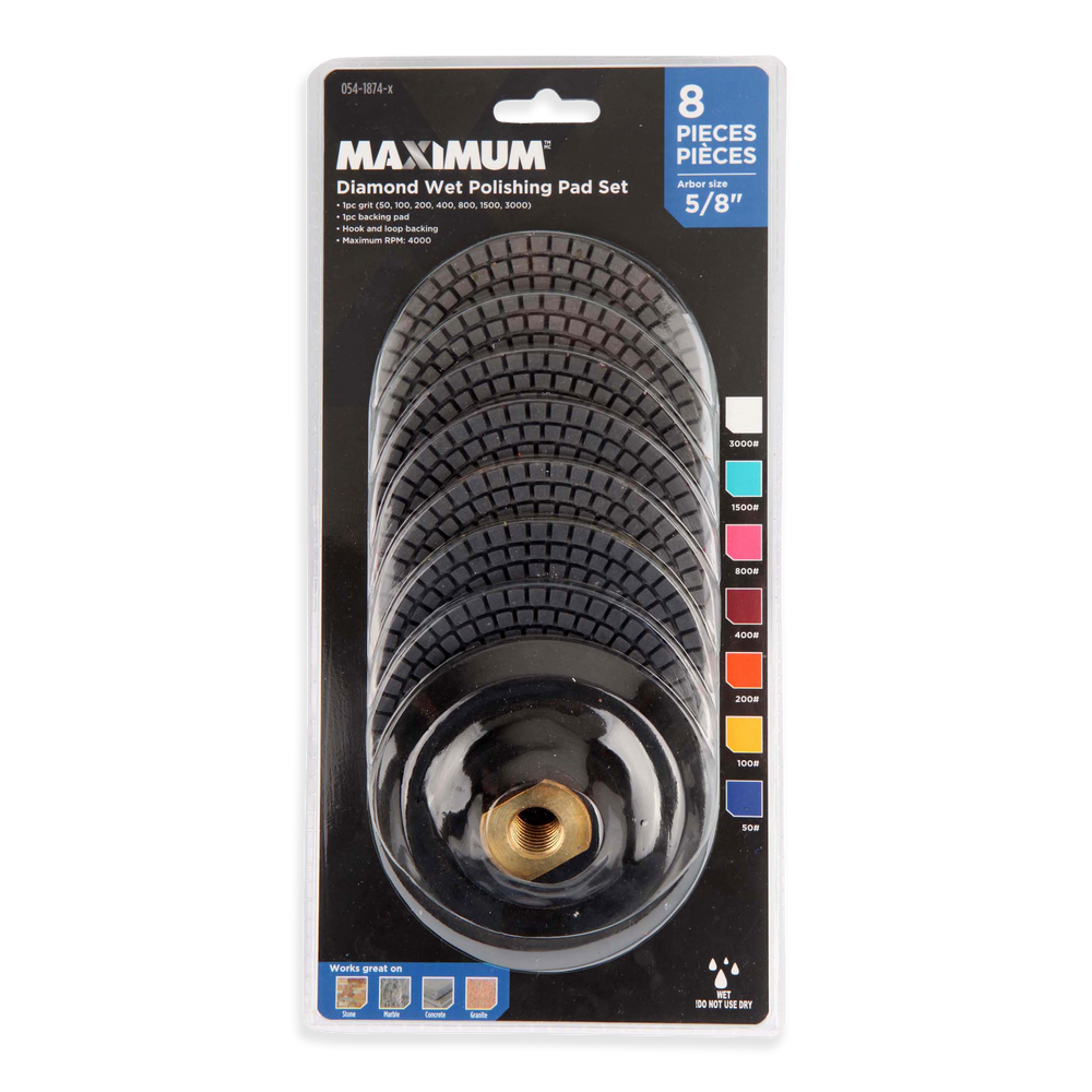 MAXIMUM 503000 Grit Diamond Wet Polishing Pad Set for Stone, Marble