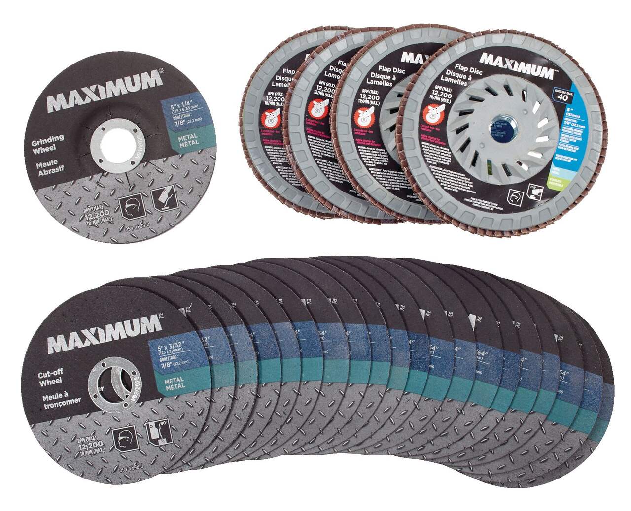 MAXIMUM 5-in Aluminum Oxide Flap Discs & Cut off Wheels Set for