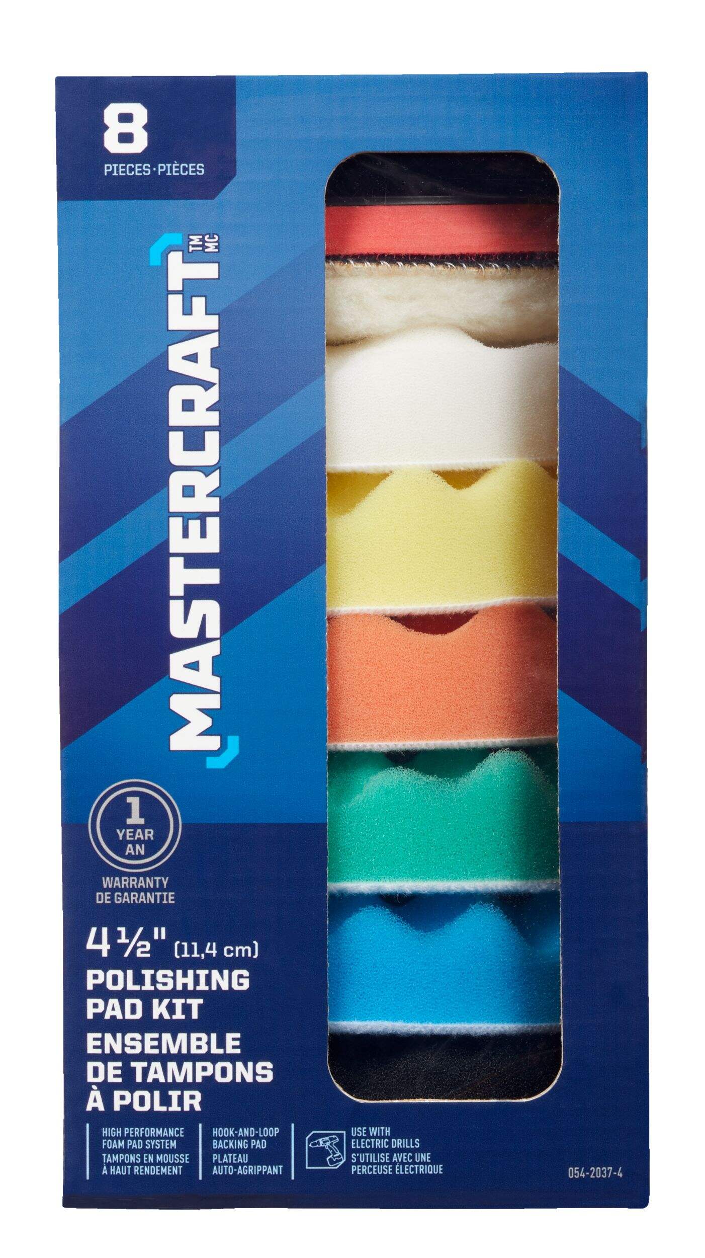 Mastercraft Sponge Pad Polishing Kit for Wood, Metal, Plastic, 8-pc Front_Flat