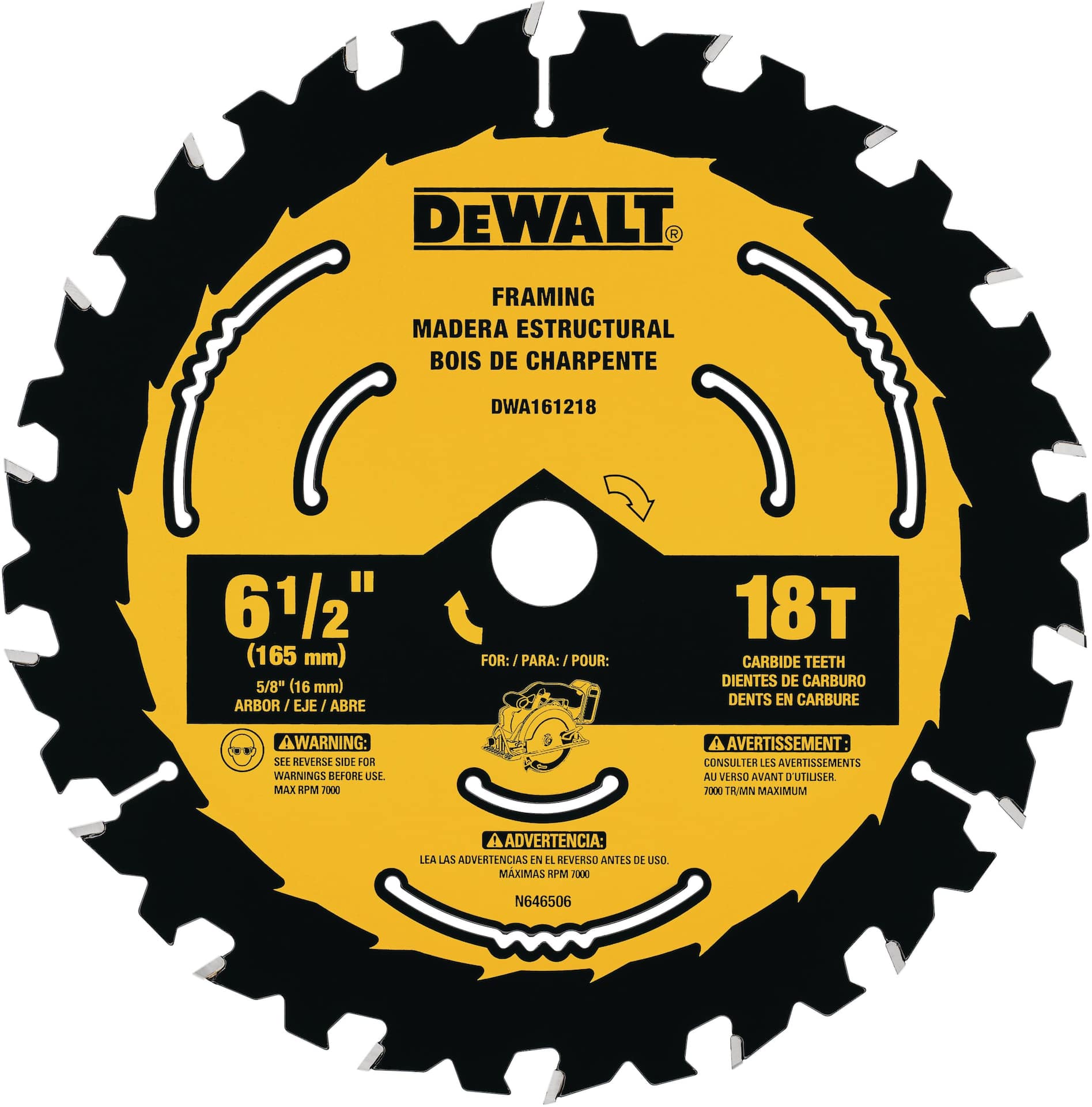 DEWALT 6 1 2 in 18T Carbide Tipped Circular Saw Blade for Wood Canadian Tire