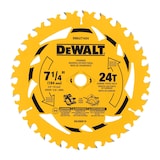 DEWALT 7-1/4-in 24T Carbide Tipped Circular Saw Blade for Wood Front_Flat