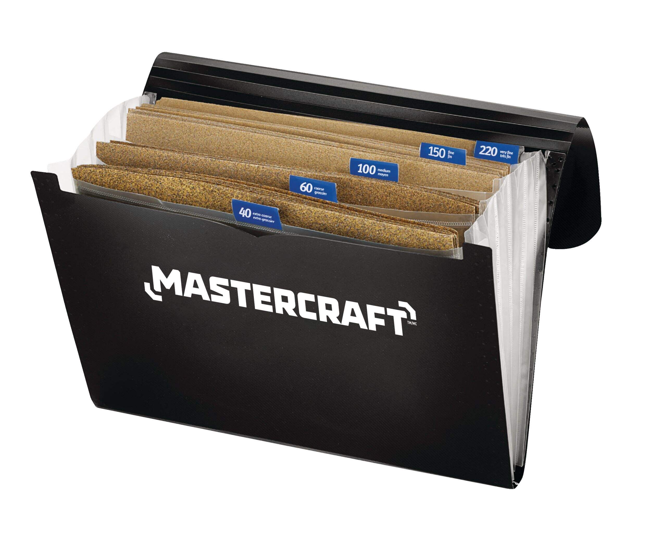 Mastercraft 9 x 11-in Sandpaper with Accordion Folder Set, 50-pc Front_Three_Fourths_Angled_Left