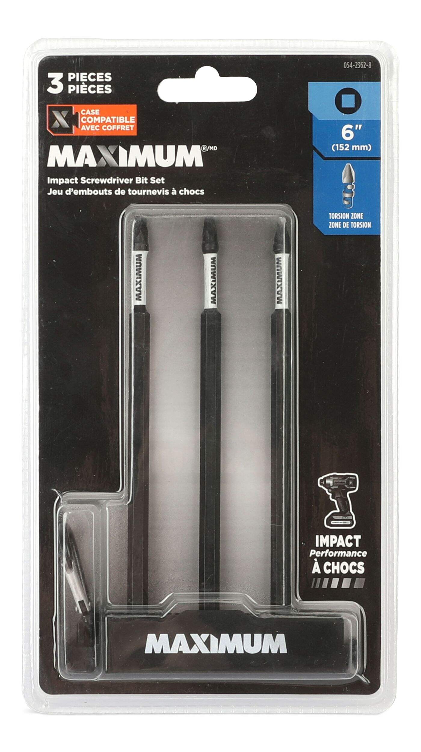MAXIMUM Square #2 Carabiner Screw Bit Set, 6-In, 3-pc Front_Flat