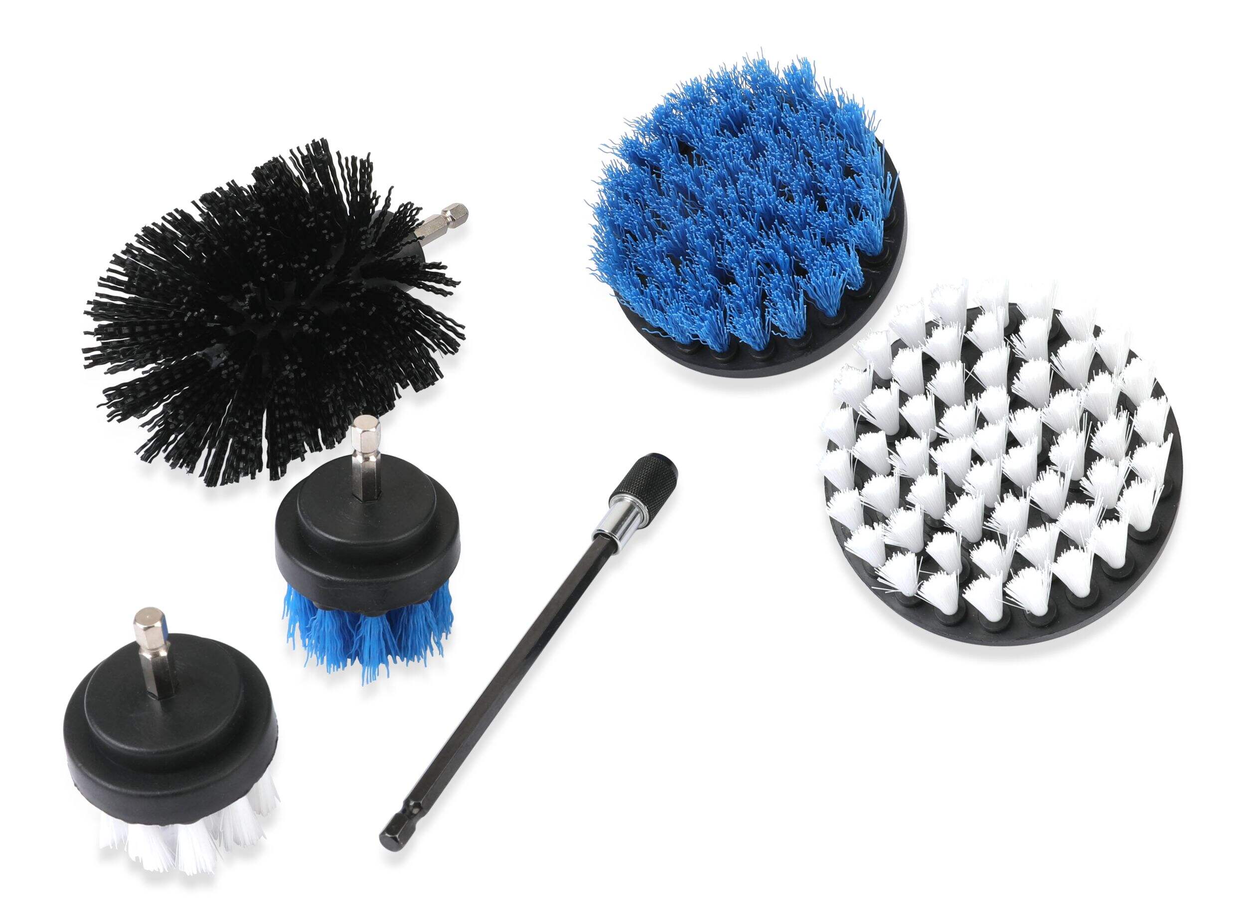Mastercraft Cleaning Drill Brush Set with Extension, 6-pc Front_Three_Fourths_Angled_Left