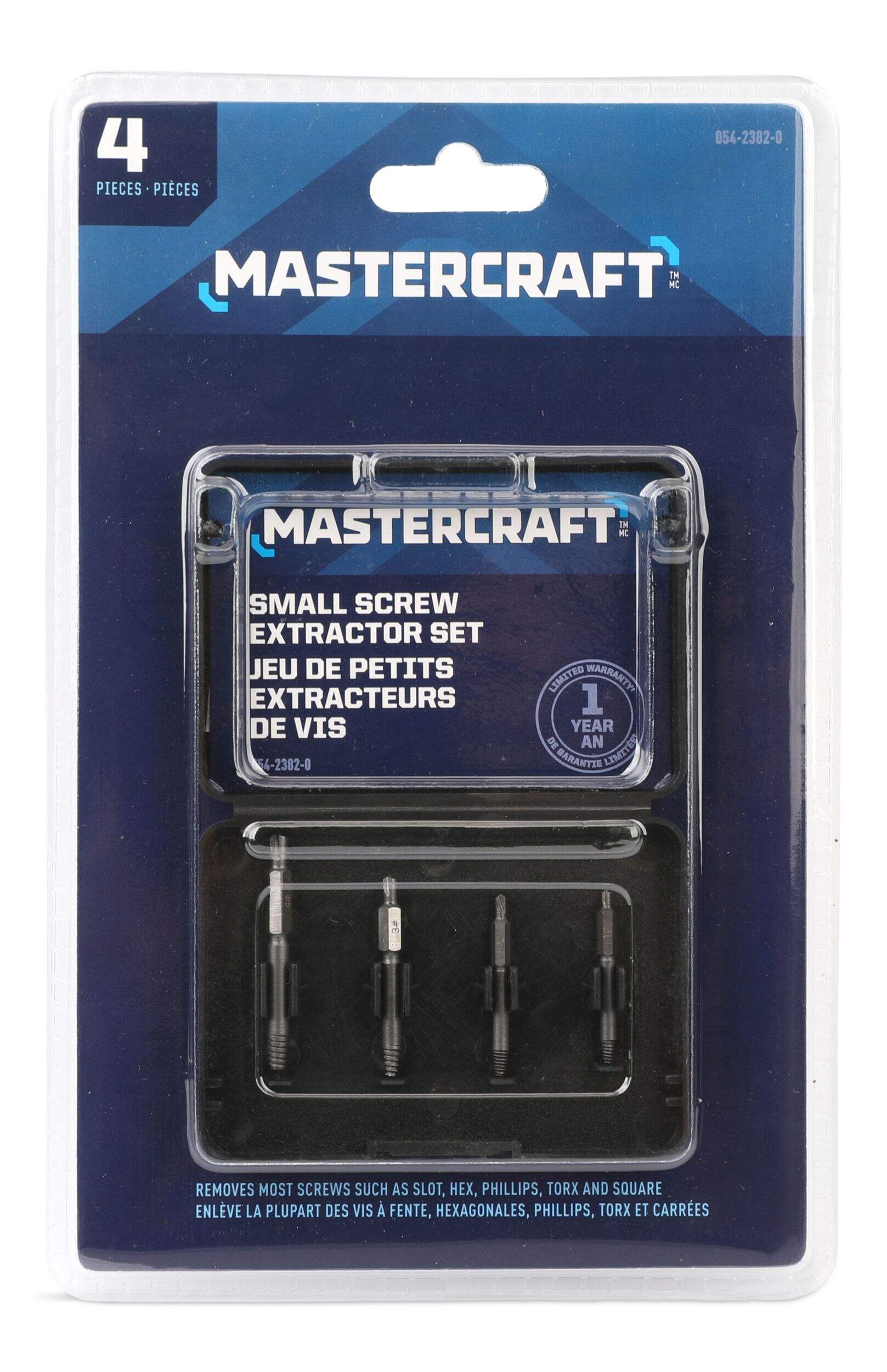 Mastercraft Screw Extractor Set with Storage Case, Small, 5-pc Front_Flat