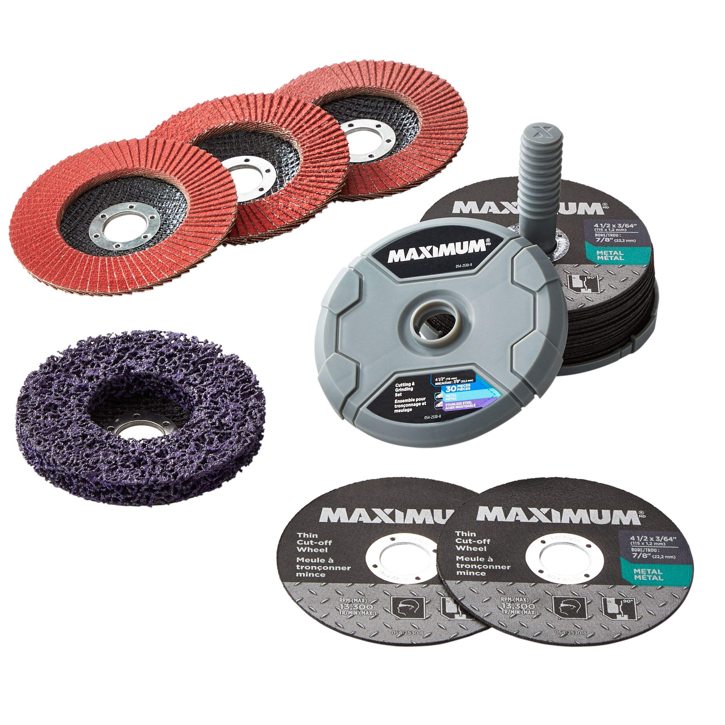 MAXIMUM 4-1/2-in Assorted Grit Aluminum Oxide Cutting & Grinding Set for Metal, 30-pc Composite_or_Mixed