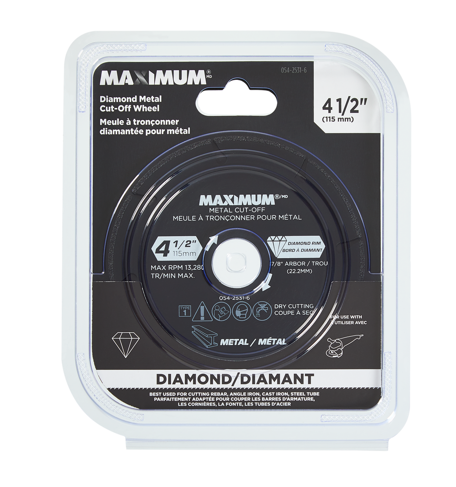 MAXIMUM 41/2in 8T Diamond Cut off Wheel for Metal Canadian Tire