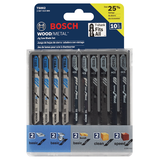 Bosch T5002 T-Shank Carbide Jigsaw Blade Set for Wood, Metal, 10-pc Front_Flat