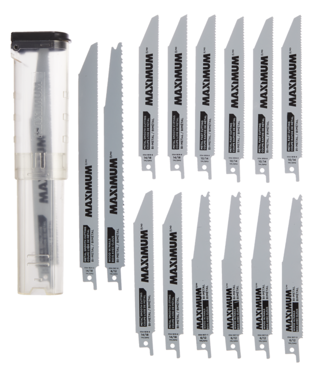 MAXIMUM Assorted TPI BiMetal Reciprocating Saw Blade Set with Case
