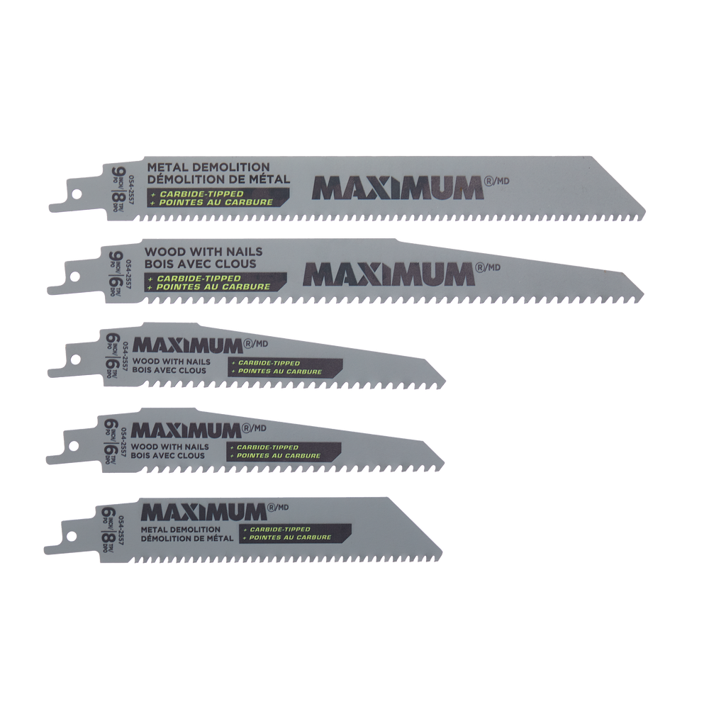 MAXIMUM Assorted TPI Carbide Tipped Reciprocating Saw Blade Set for