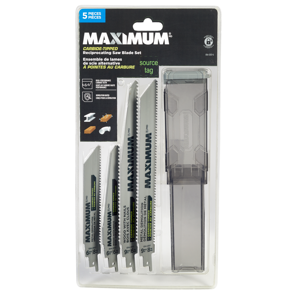 MAXIMUM Assorted TPI Carbide Tipped Reciprocating Saw Blade Set for