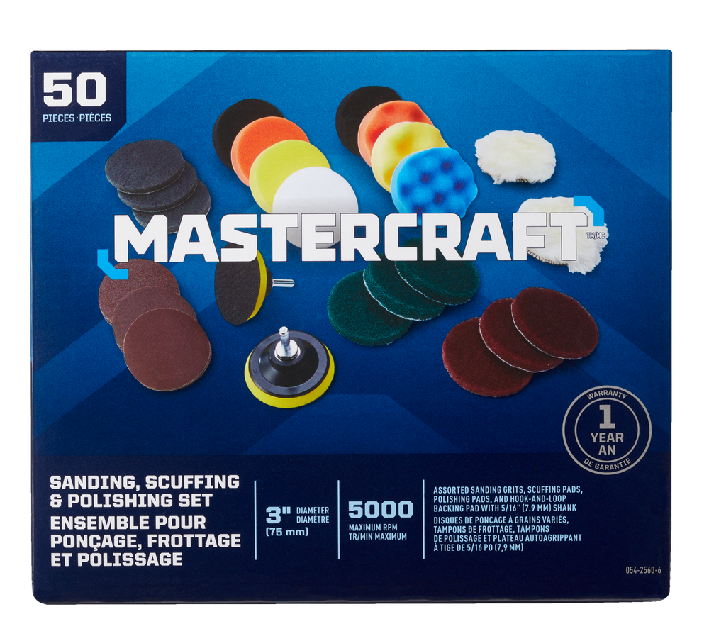 Mastercraft 3in Assorted Sanding, Scuffing & Polishing Kit for Wood
