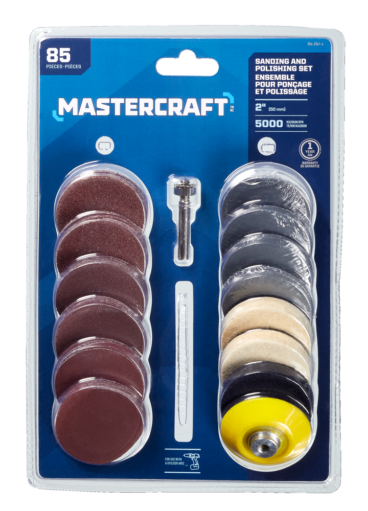 Ensemble de ponçage et de polissage rotatif Mastercraft pour bois