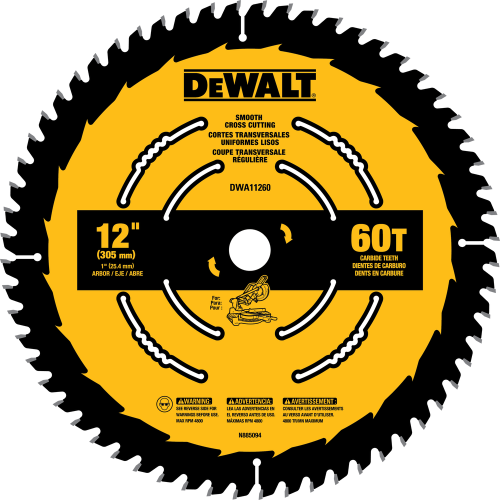 DEWALT DWA11260 12in 60T Carbide Tipped Smooth CrossCutting Circular