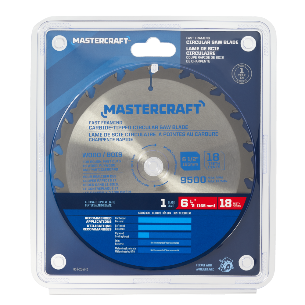 Mastercraft 61/2in 18T Carbide Tipped Fast Framing Circular Saw Blade