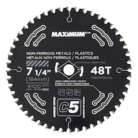 MAXIMUM 7-1/4-in 48T Carbide Tipped Circular Saw Blade for Metal, Plastic Front_Flat