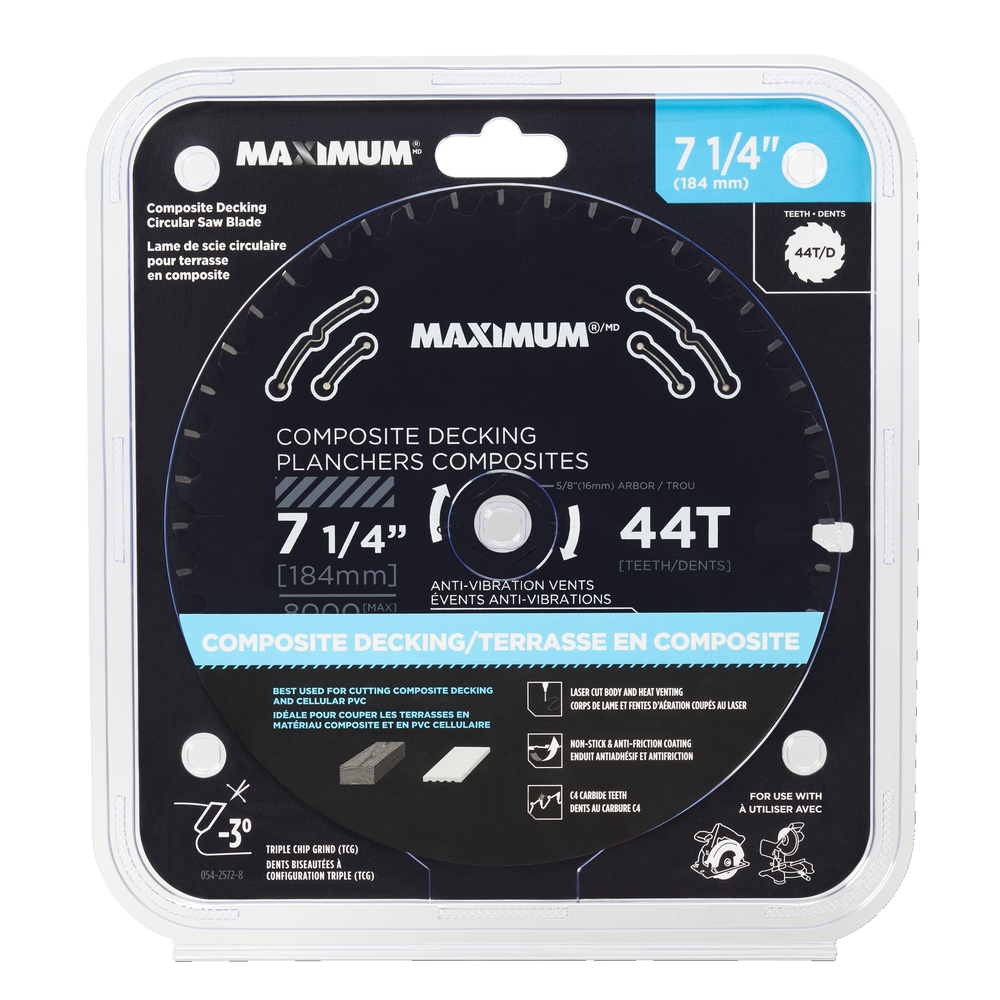 MAXIMUM 71/4in 44T Carbide Tipped Circular Saw Blade for Composite