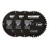 MAXIMUM 12-in 40/80T Carbide Tipped Circular Saw Blade Set for Wood, 3-pc Front_Flat
