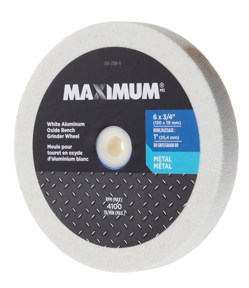 MAXIMUM 63/4in 80 Grit Aluminum Oxide White Grinder Wheel for Metal