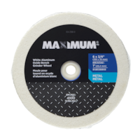 Meule pour touret MAXIMUM, en oxyde d'aluminium, grain 80, pour le métal, 6 3/4 po, blanc Front_Flat