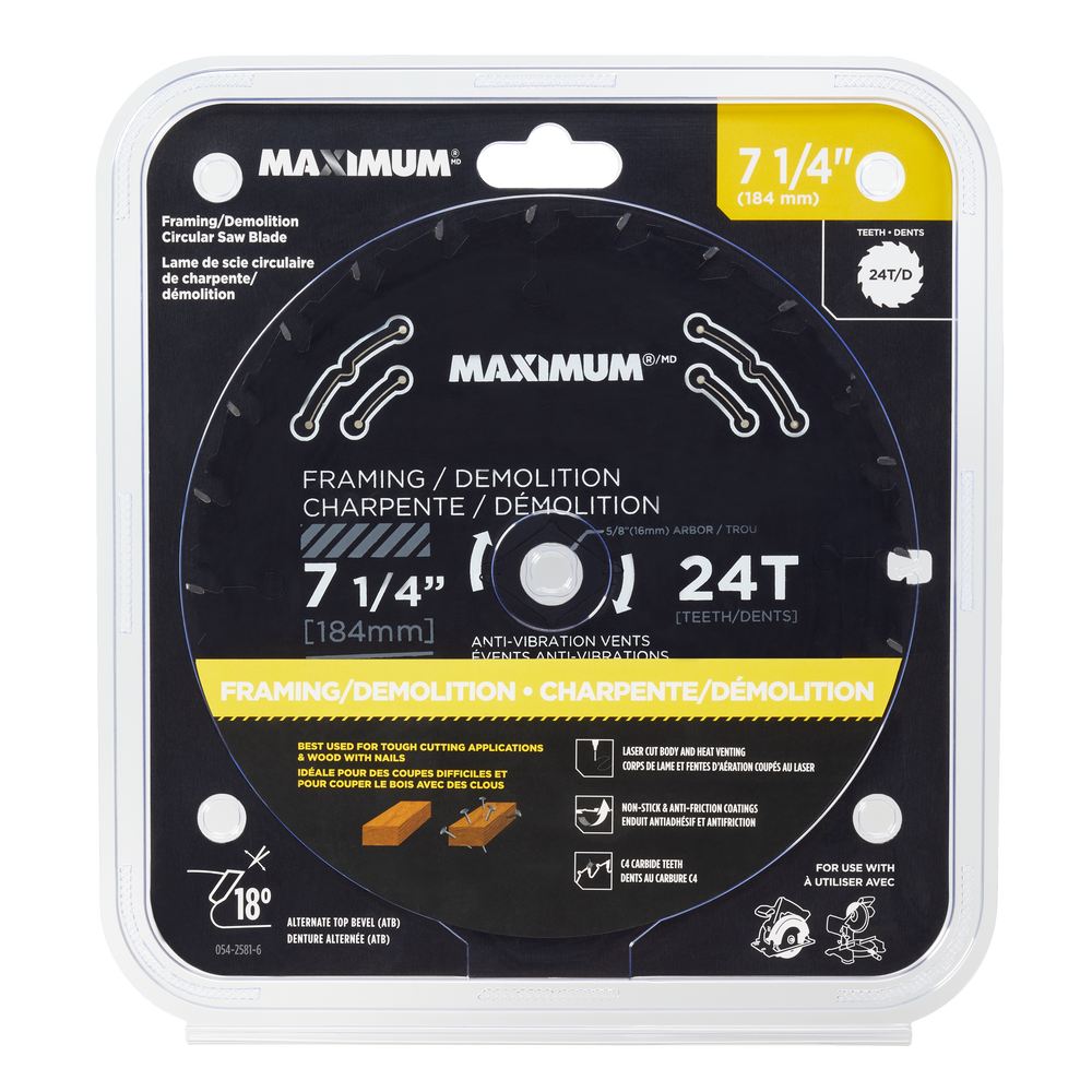 MAXIMUM 24T Framing/Demolition Circular Saw Blade, 71/4in Canadian Tire