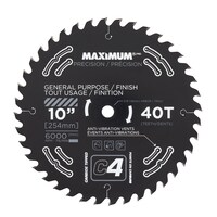 MAXIMUM 10-in 40T Carbide Tipped General Purpose/Finish Circular Saw Blade for Wood Front_Flat