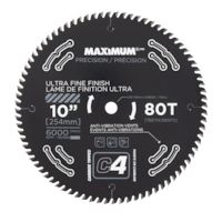MAXIMUM 10-in 80T Carbide Tipped Ultra Fine Finish Circular Saw Blade for Wood