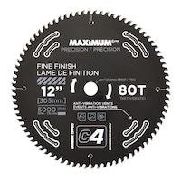 MAXIMUM 12-in 80T Carbide Tipped Fine Finish Circular Saw Blade for Wood Front_Flat