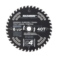MAXIMUM 6-1/2-in 40T Carbide Tipped General Purpose/Finish Circular Saw Blade for Wood Front_Flat