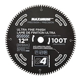 MAXIMUM 12-in 100T Carbide Tipped Ultra Fine Finish Circular Saw Blade for Wood Front_Flat
