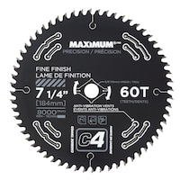 MAXIMUM 7-1/4-in 60T Carbide Tipped Fine Finish Circular Saw Blade for Wood