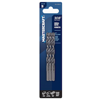 Mastercraft 3/16-in HSS Drill Bit for Wood, Metal, Plastic, 3-pk Front_Flat