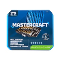 Mastercraft Titanium-Nitride Coated Drill & Drive Set for Wood, Metal, Plastic, Masonry, 170-pc