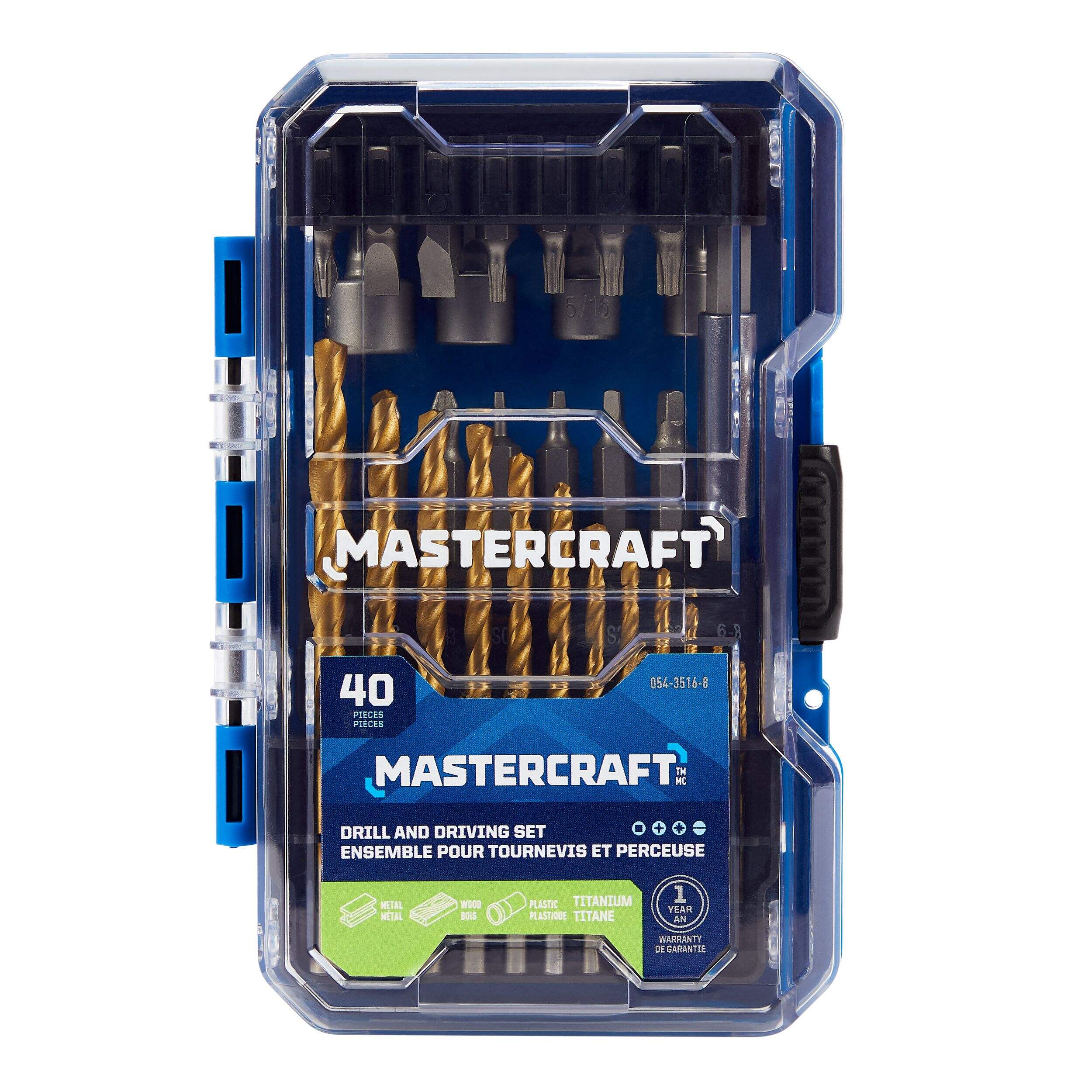 Mastercraft Titanium Drill & Drive Set for Wood, Metal, Plastic, 40-pc Front_Flat