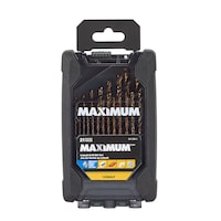 MAXIMUM Cobalt Drill Bit Set for Wood, Metal, Plastic, 21-pc Front_Flat