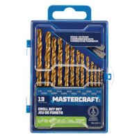 Jeu de forets au titane Mastercraft pour bois, métal, plastique, paq. 13