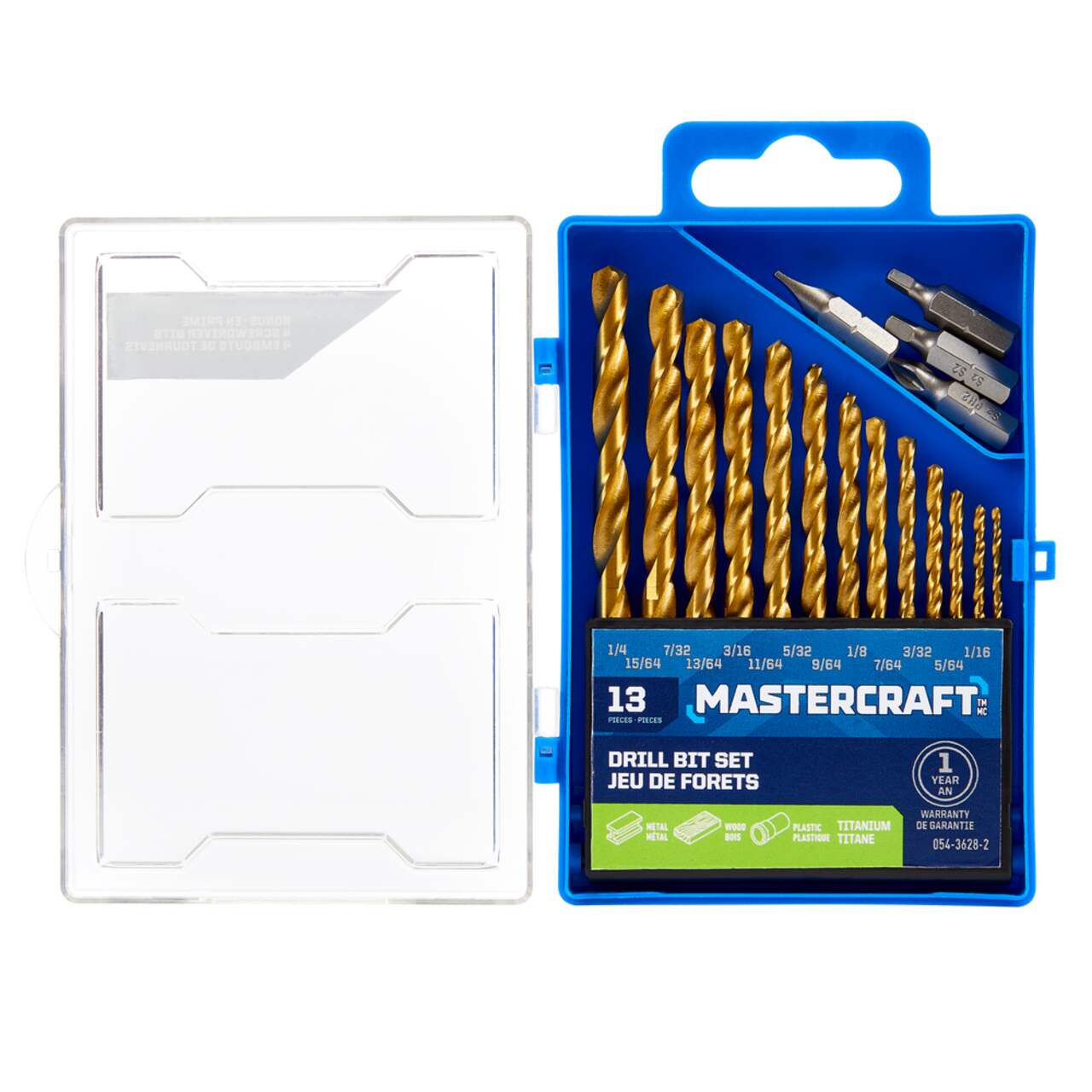 Mastercraft Titanium Drill Bit Set for Wood, Metal, Plastic, 13-pc