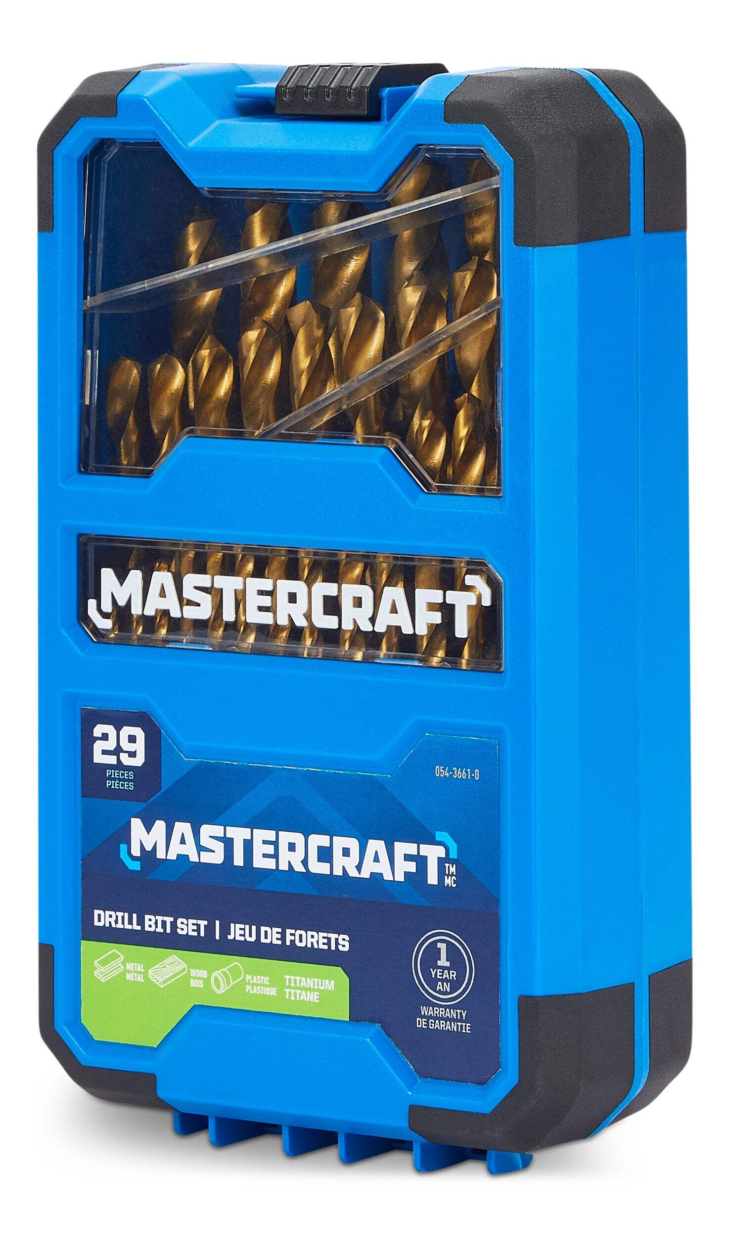 Mastercraft Titanium Drill Bit Set for Wood, Metal, Plastic, 29pc