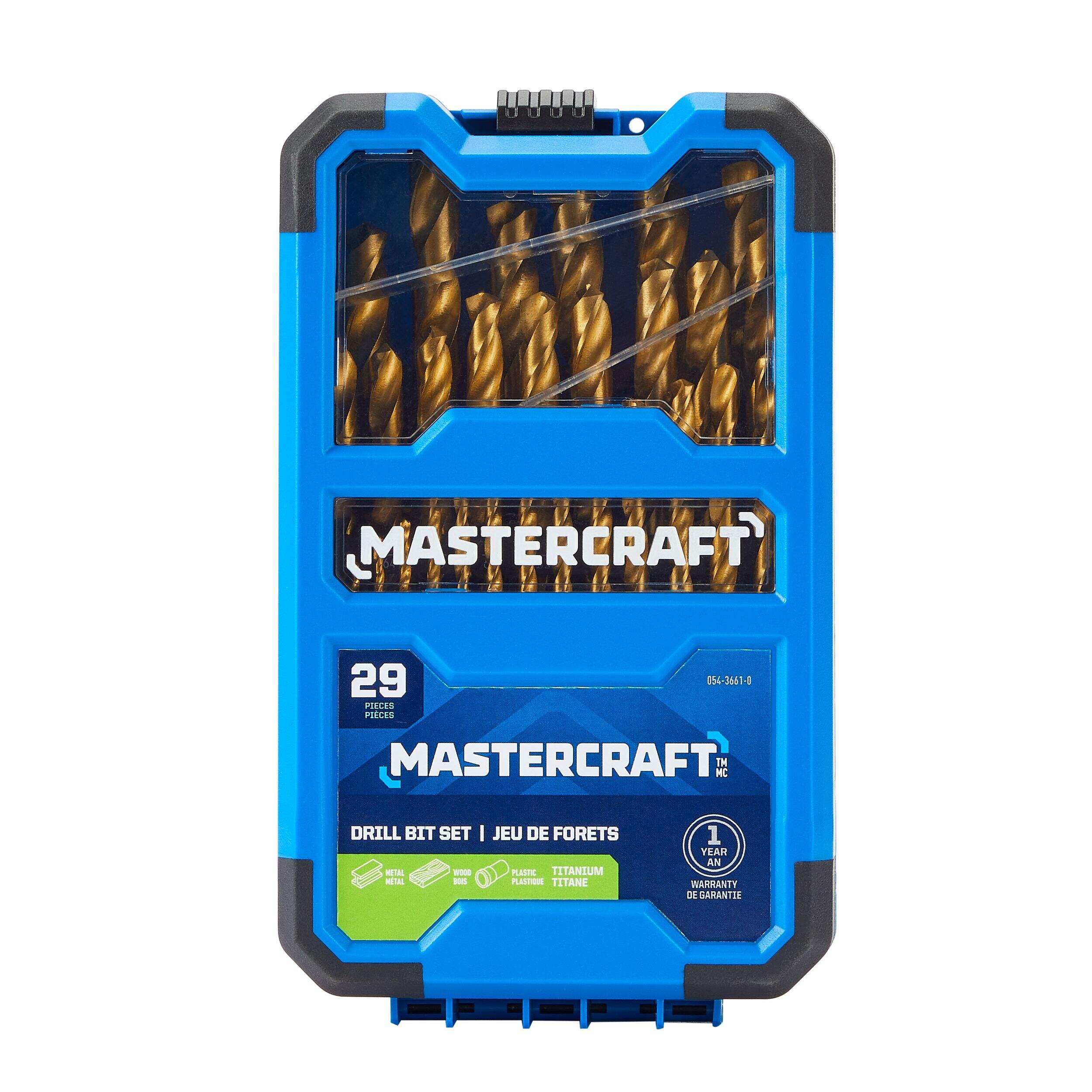 Jeu de forets au titane Mastercraft pour bois, métal, plastique, paq. 29 Front_Flat