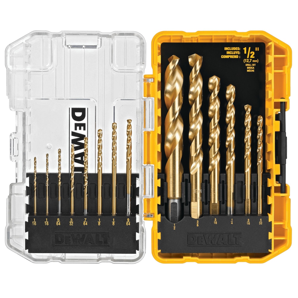 DEWALT DW1341 TitaniumNitride Coated Drill Bit Set for Wood, Metal