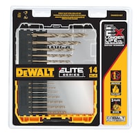 Jeu de forets au cobalt DEWALT DWA1240, pour bois, métal, plastique, paq. 14 Front_Flat