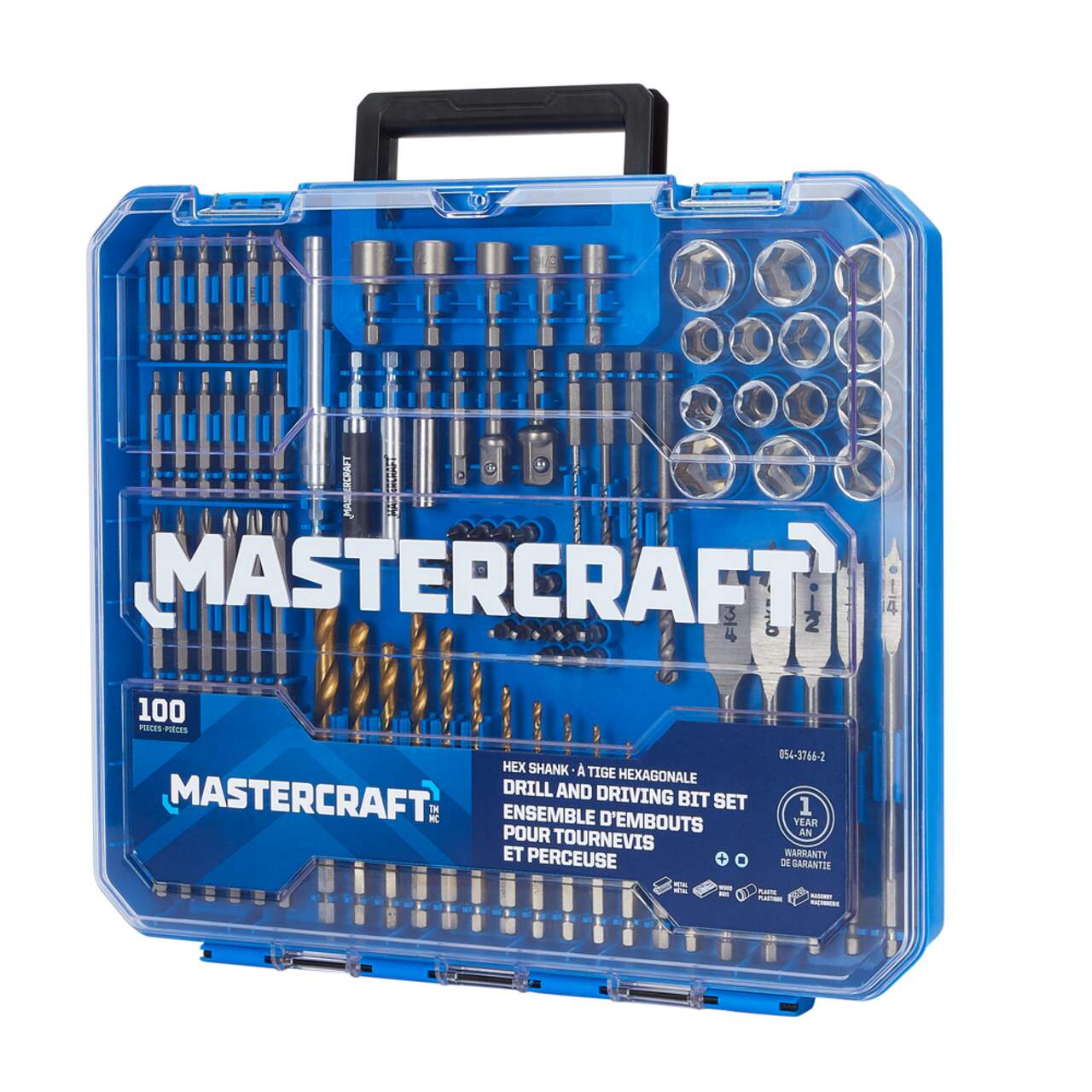 Mastercraft Hex Shank Drill & Drive Set for Wood, Metal, Plastic, Masonry,  100-pc