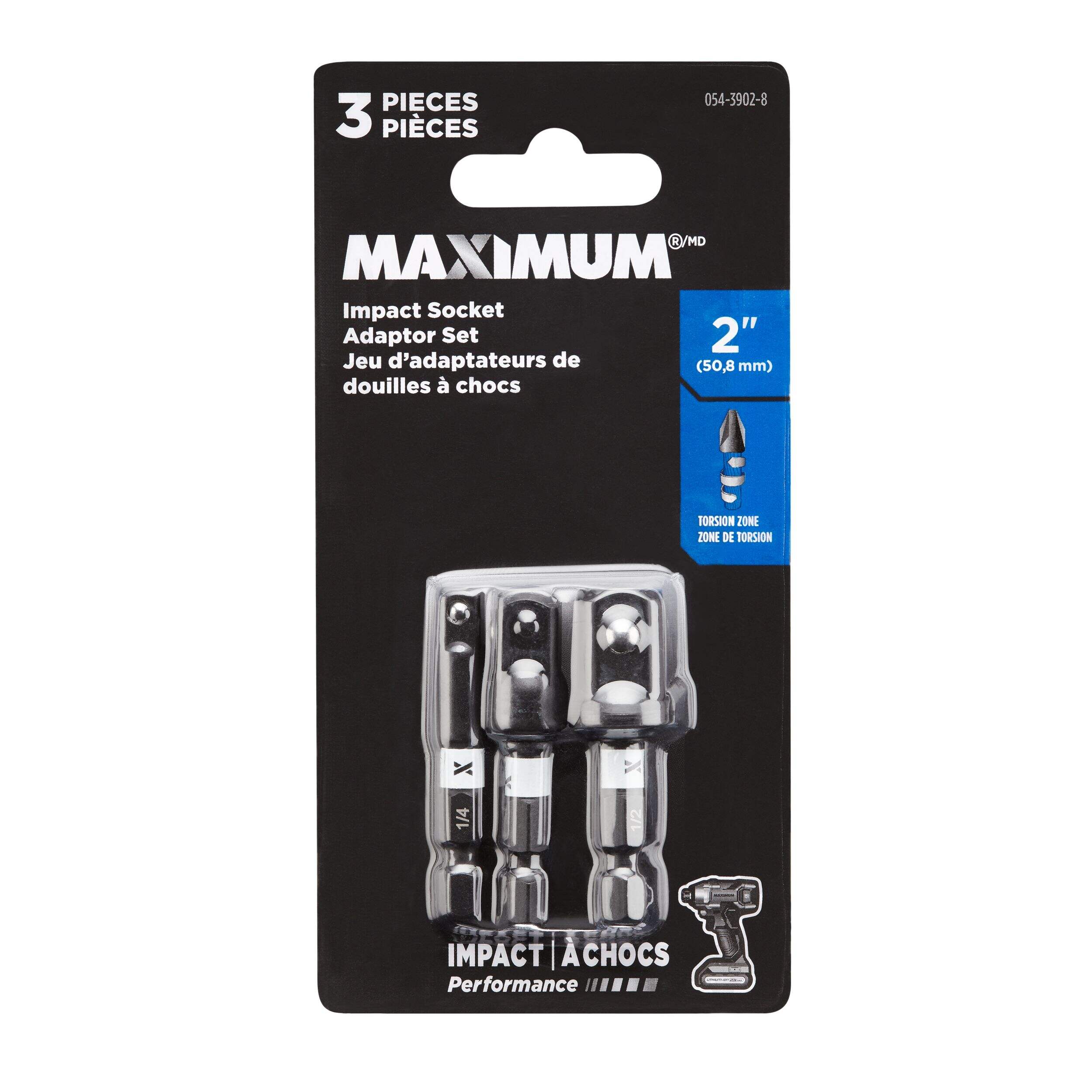 Adaptateur de douille MAXIMUM, 2 po, paq. 3 Front_Flat