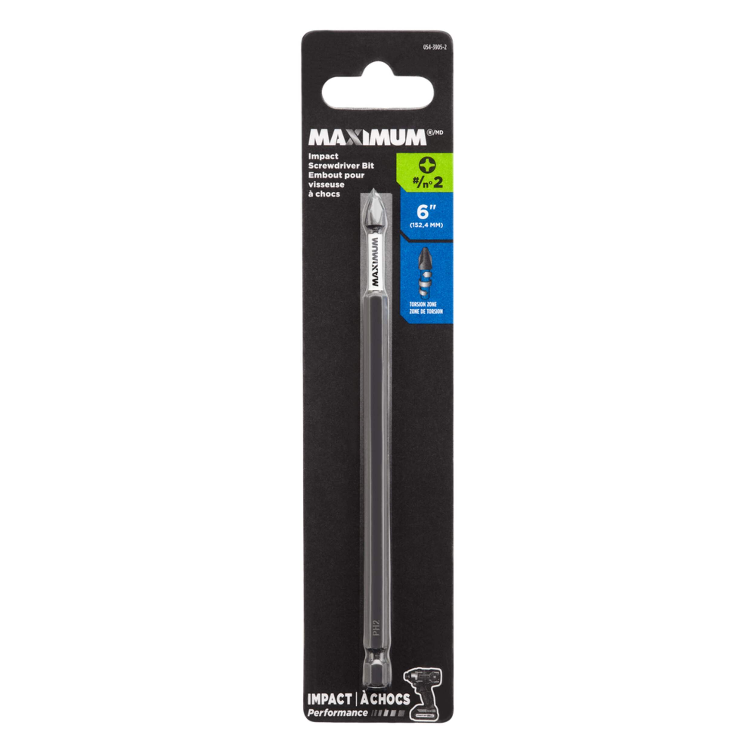 MAXIMUM Phillips Screwdriver Bit, 6-in Front_Flat