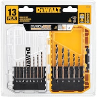 DEWALT DW1163 Black Oxide Drill Bit Set for Wood, Metal, Plastic, 13-pc Front_Flat