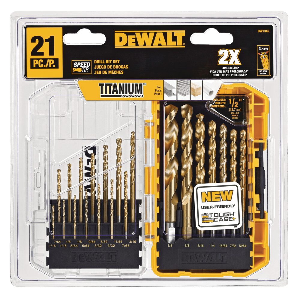 DEWALT DW1342 Speed Tip Titanium-Nitride Coated Drill Bit Set for Wood ...