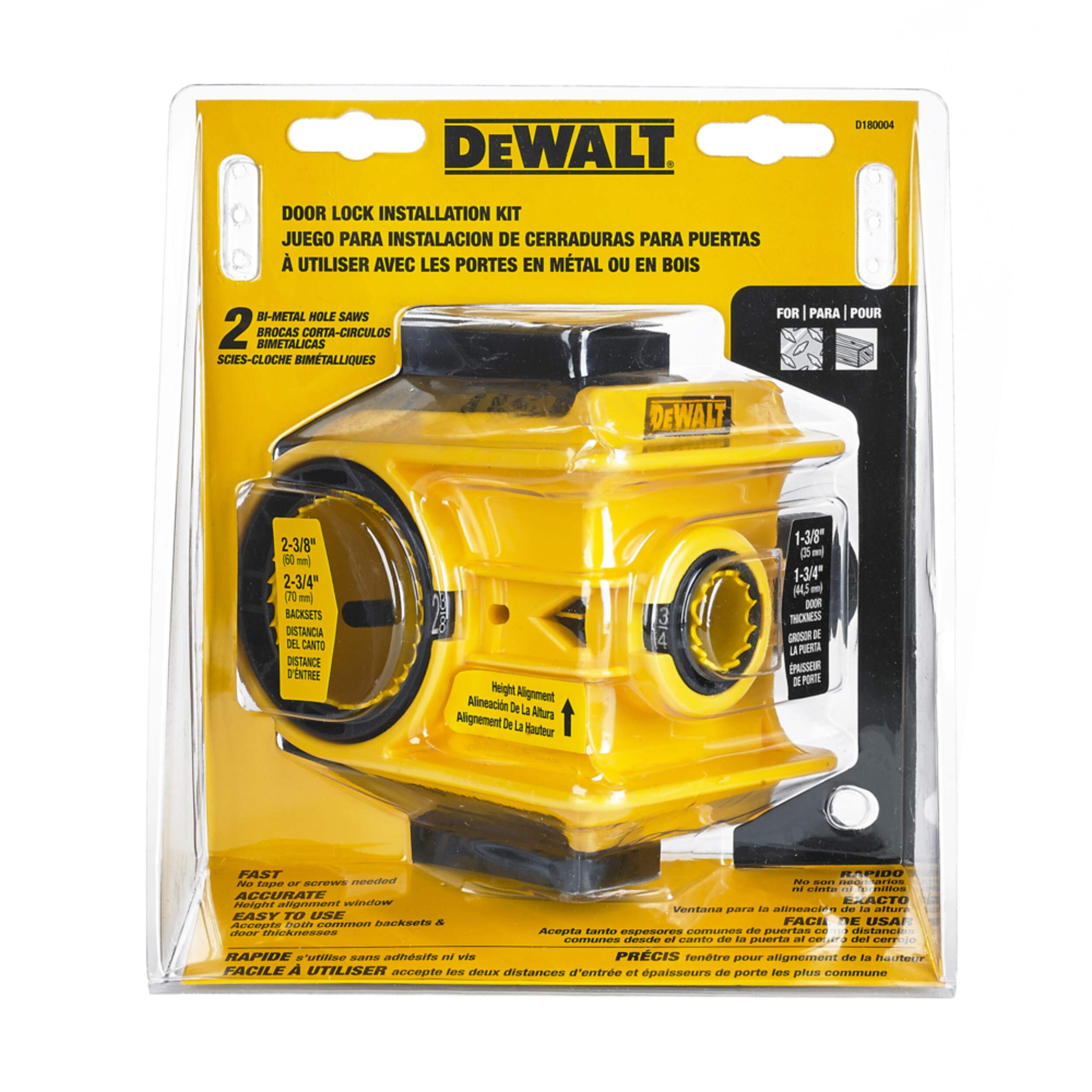 DEWALT D180004 BiMetal Door Lock Installation Kit for Wood, Metal
