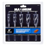 MAXIMUM Quad Flute 6-in HCS Auger Bit Set for Wood, 5-pc Front_Flat