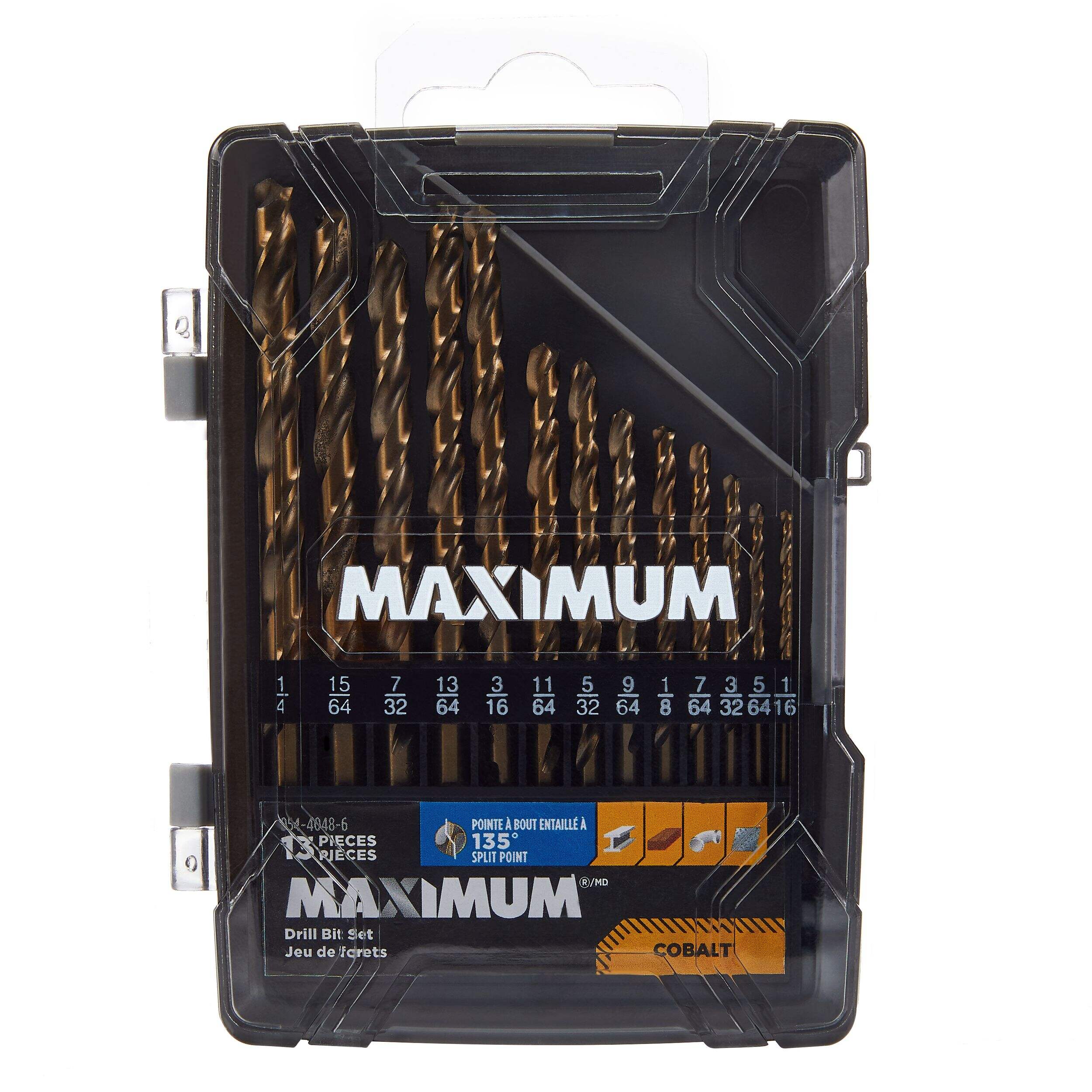 Jeu de forets au cobalt MAXIMUM, pour bois, métal, plastique, paq. 13 Front_Flat