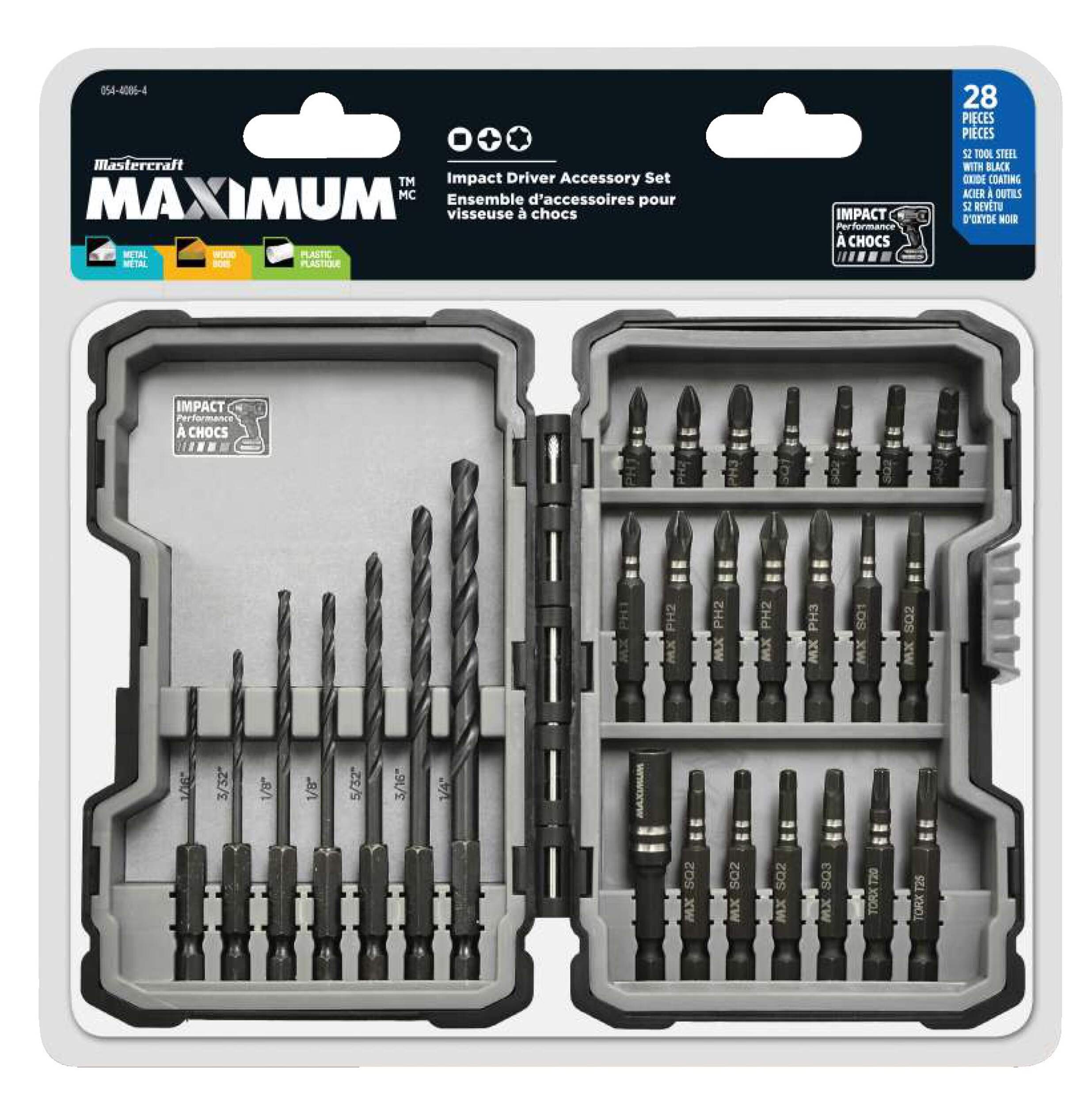 MAXIMUM 28-pc Impact, Screw and Drill Bits Accessory Set Front_Flat